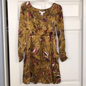 Silk long sleeve mini dress gold XS vertigo Paris cocktail party